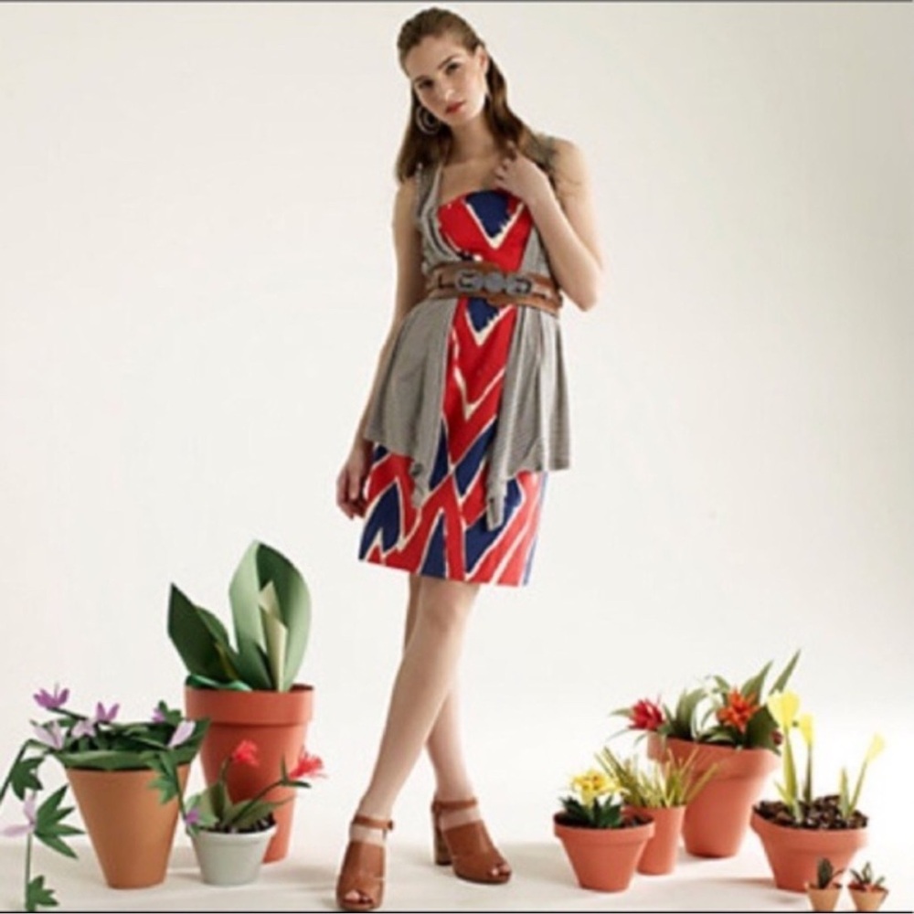 Anthropologie We ❤️ Vera Strapless Red and Blue Dress Size 6